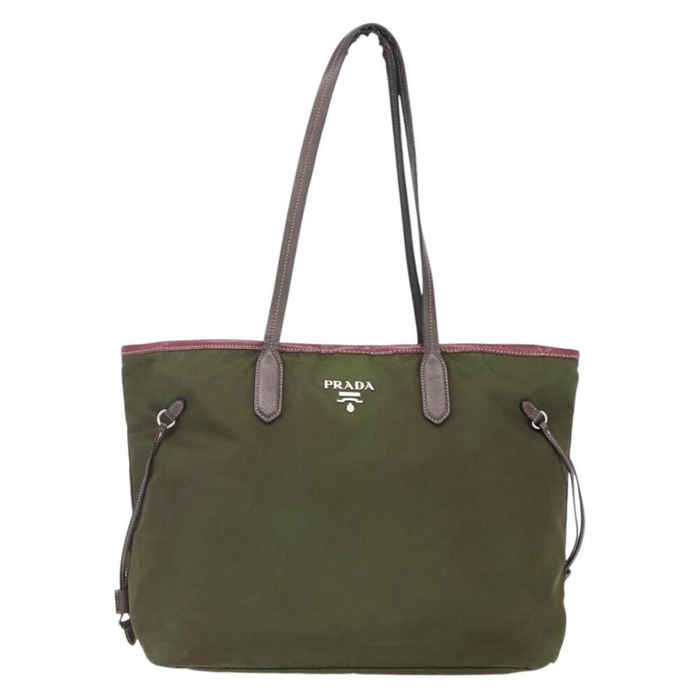 PRADA Tote Bag Nylon Khaki Silver Auth 150572 - Picture 13 of 16